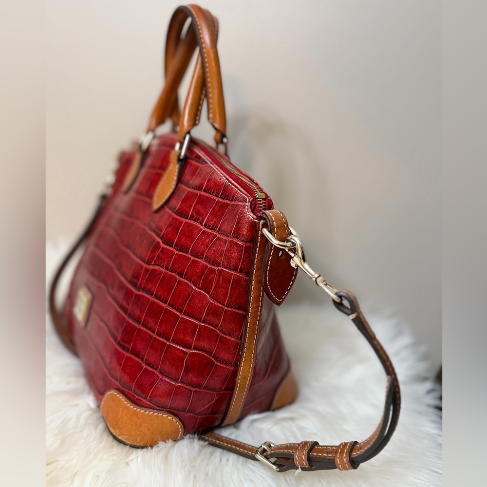 Dooney & Bourke Red Crocodile-Embossed Satchel - Picture 3 of 12